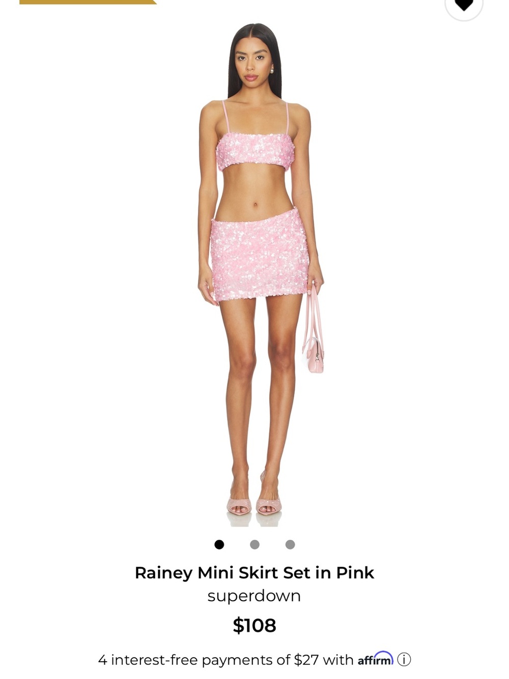 Superdown Pink Sequin Mini Skirt Set